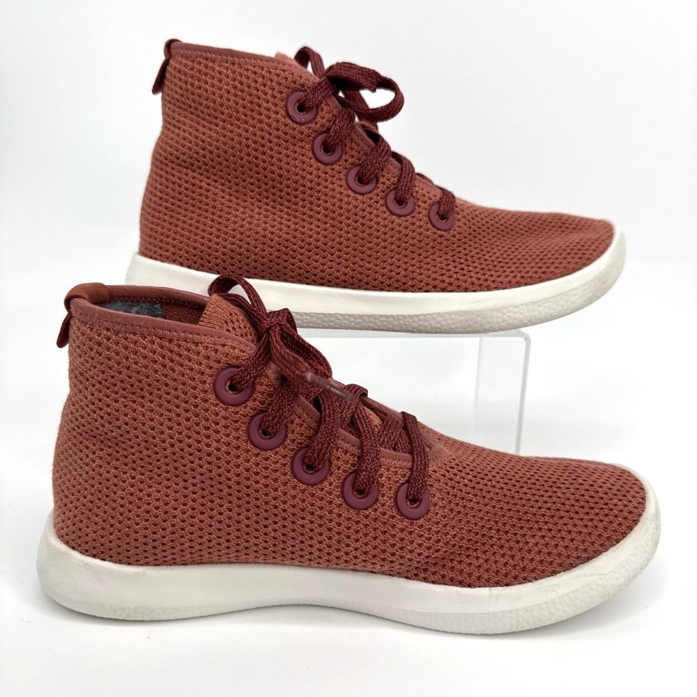 Allbirds Tree Toppers Women's‎ 7 Rust Red High Top Knit Sneakers Eco Sustainable